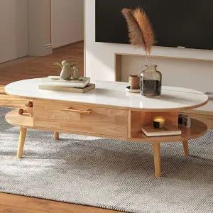 원목좌탁 원목 세라믹 쇼파 1m 서랍 좌탁 확장형 거실 내추럴