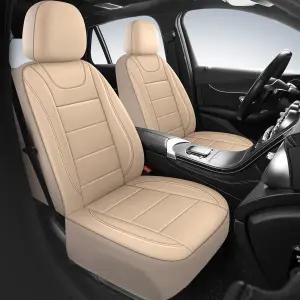 Hchengkikz 카시트 커버 퀼팅 가죽 시트 2개 자동차용 방수 인조 자동차 SUV 트럭 에어백 호환(2PCS N4)을