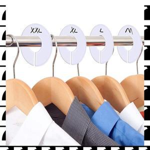 A44U 60팩 흰색 원형 의류 크기 옷장 랙 디바이더 행거 마커 1개 포함(외부 직경 3.5인치 내부 1.38인치)