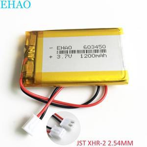 EHAO 603450 3.7V 1200mAh 리튬 폴리머 LiPo 충전식 배터리 + GPS DVD 전자 책 레코더 용 JST XH 2.54mm 2p