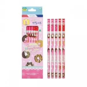 ( )모닝글로리 천 캐릭터 연필세트 HB여5본- 필기감 좋은 고급연필 문구용 사무용 준비물 선물용