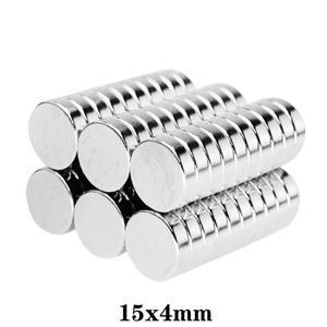 15x4mm 강한 실린더 자석 라운드 미니 소형 소형 15x4 가정용 냉장고 사무실 DIY