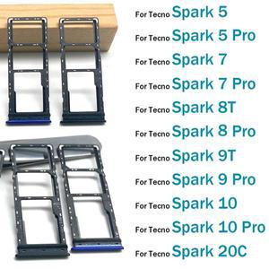 테크노 스파크 4 5 7 8 9 8T 9T 10 20C 프로 교체 부품용 SIM 카드 트레이 슬롯 홀더