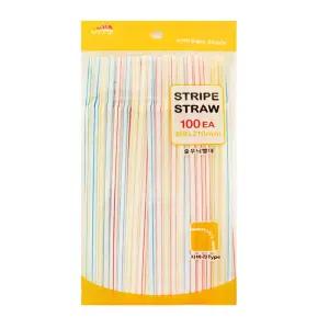 줄무늬 자바라빨대 100p 일회용빨대 스트로우 음료빨대 휴대용스트로우