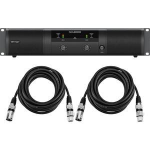 베링거 NX3000 3000W 초경량 클래스-D 파워 앰프, 2x 25' H&A 가치 시리즈 XLR M to F 프로페셔널 마이크 케이블 번들 포함