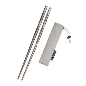 천 개의 바람 티타늄 젓가락, 접이식 초경량 캠핑 배낭 하이킹을 위한 재사용 가능한 도구 여행용 집, 9인치, 수납 가방 포함