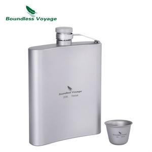 Boundless Voyage 티타늄 힙 플라스크 술 컵 세트 야외 캠핑 하이킹 여행 피크닉 위스키 와인 차 플래그 머