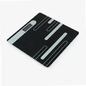 디지털 체중계 블랙 고무패드 자동센서 온도표시 사각