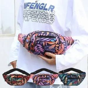 보조가방 크로스백 힙색 휴양지 나뭇잎 여행 패턴