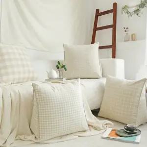 린넨 체크 삼각 등쿠션/헤드쿠션 4종 (솜포함)