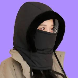 (색상 블랙)[빅스도매] 패딩후드워머 겨울 방풍 모자 귀달이 군밤모자 트루퍼햇 넥워머 방한 마스크 일체형