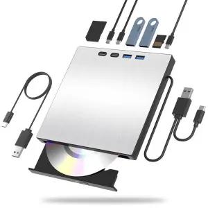CD롬 플레이어 7-in-1 외부 CDDVD 드 USB30 Type-C 휴대용 CD DVD RW 리더 버너노트북 PC용 SD TF 카드 슬