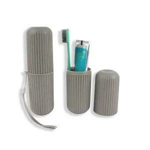 세로줄무늬 칫솔케이스 회색