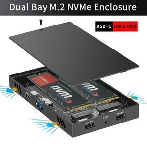 M.2 NVMe 듀얼 베이 SSD 도킹 스테이션 10gbps  c USB 허브 오프라인 복제 하드 디스크 복사기 인클로저 us