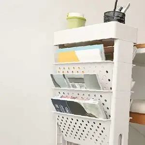 쌍문상회 홈 오피스 공부방 문제집 서류정리 책꽂이 4단 트롤리 수납용품