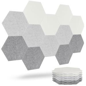 음향 패널, 매그로윌 12팩 방음벽 고밀도 패널 및 자체 접착식 방음 패널(01-화이트/실버/라이트 그레이, 라지 헥사곤)