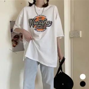 오렌지 라운드 여성 반팔 티셔츠