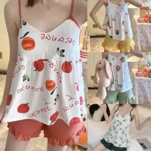 여성 여름 파자마 캡내장 나시 반바지 잠옷 세트