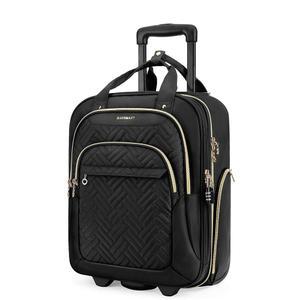 백스마트 언더시트 기내 반입 수하물 항공사 승인, 휠 경량 오버나이트 롤링 수하물이 포함된 16인치 소형 언더테일러 소프트사이드 여행용 여행 가방, 블랙