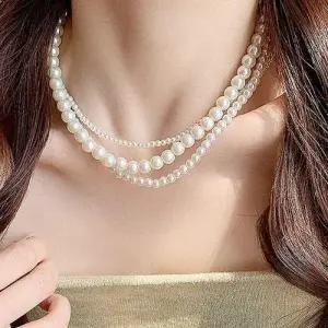 여성 베이직 고급 진주목걸이 패션 포인트 주얼리 4mm WF07C68