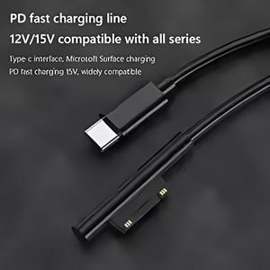 호환 마이크로소프트 서피스 프로 3/4/5/6/7용 PD 65W USB-C 고속 충전기 - 15V 3A 태블릿 전원 어댑터 케