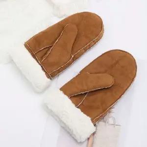 (색상 브라운)도톰 장갑 벙어리장갑 인조무스탕 장갑 퍼안감 겨울