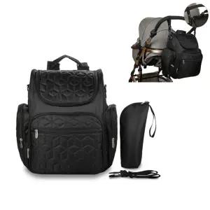 [유토피아]블랙 엠보 백팩 유모차 기저귀 이유식 분유 가방 여자백팩 여성백팩 엄마백팩 아기짐가방 여행백