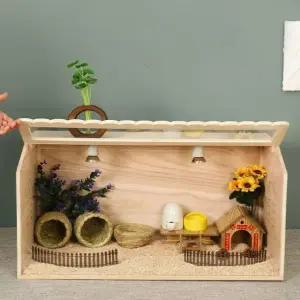 대형 햄스터 케이지 우드 골든 80x40 천창 가족세트 닭 이동