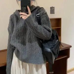 여성 꽈배기 니트 후드티 1P 겨울 스웨터 티셔츠 보온 니트티