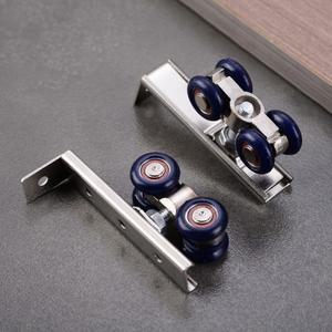 2개/대 슬라이딩 문 롤러 하드웨어 도르래 4 바퀴 홈 룸 나무 문 걸이레일 트랙