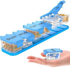 정리함 - 방수 7일 상자, 휴대용 비타민 및 보충제 케이스, 개봉하기 쉬운 디자인, 여행