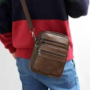 손잡이 남자 소가죽 크로스 여행 깔끔 수납 보조 가방 W806E29