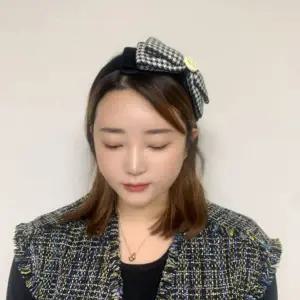 벨벳 헤어밴드 체크 리본 머리띠 진주 큐빅