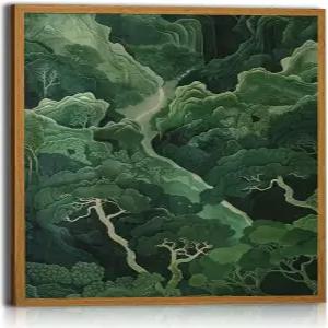 액자 캔버스 페인팅 월 아트 오리엔탈 포레스트 풍경화 포스터 그린 네이처 갤러리 그림 홈 데코 12x16