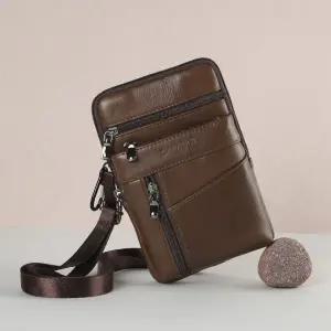 남성 데일리 소가죽 미니 크로스백 캐주얼 숄더 벨트백