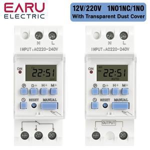 DC AC 220V 12V 30A 전자식 주간 7일 프로그래밍 가능 LCD 디지털 타이머 스위치 릴레이 제어 DIN 레일 1NO