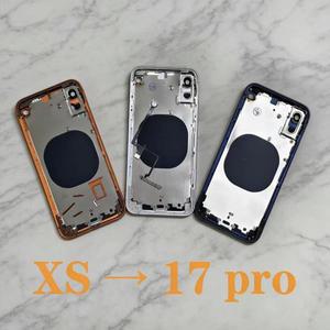 XS부터 17 Pro까지의 DIY 후면 커버 하우징 보이게 하는 배터리 중간 프레임 교체용 iPhone 제품