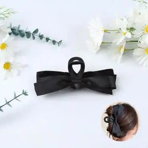 [콩심팥심]리본집게핀 리본핀 헤어액세서리 집게형 블랙새틴리본