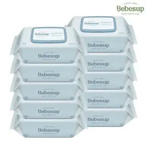 [보리보리/땡큐온]베베숲 엠보싱 센시티브 아기물티슈 캡80매 x10개