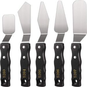 5Pcs 대형 페인팅 나이프 세트 팔레트 혼합 스크레이퍼 스테인레스 스틸 주걱 유화 도구