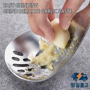2-in-1 다기능 스테인리스 주방 도구 마늘 생강 채소 그라인더 스푼 용품