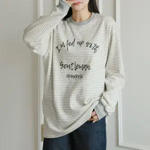 모던 스트라이프 레터링 루즈핏 티셔츠