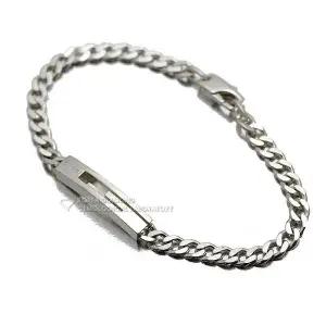 로고 남성용 여성용 실버 팔찌 (사이즈 선택 17 ~21cm)