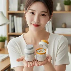 3in1 알약 커팅기 절단 분쇄 쪼개기 소분 약통 케이스 휴대용 약가위 약보관함