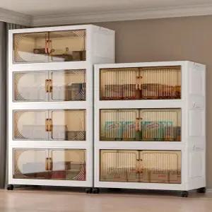 양문형 대용량 너비 접이식수납장 다용도 투명