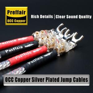 4PCS Preffair 7N OCC 실버  점퍼 오디오 케이블 Val 브리지 와이어 스피커 10 30cm 바나나/Y 스페이드 플