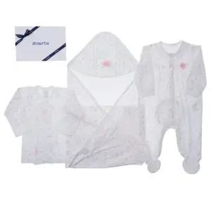 [갤러리아] (압소바말띠출산축하신생아저고리)꽃토끼뱀부배냇저고리+속싸개+우주복세트(A1A-1011T)