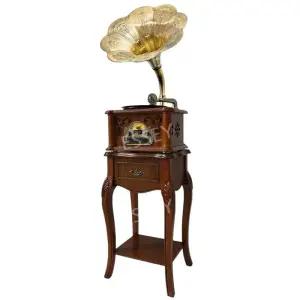 축음기 황동 레코드 인테리어소품 오디오 엔틱탁상형 빈티지 나팔 LP 전축 플레이어