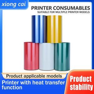 110mm x 300m 파란색 빨간색 녹색 색상 왁스 리본 열전사 종이 라벨 프린터 바코드