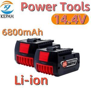 6800mAh 전동 공구 배터리 Bosch 14.4v GBA GSR GSB BAT618 BAT609 교체 용 6.8Ah 충전식
